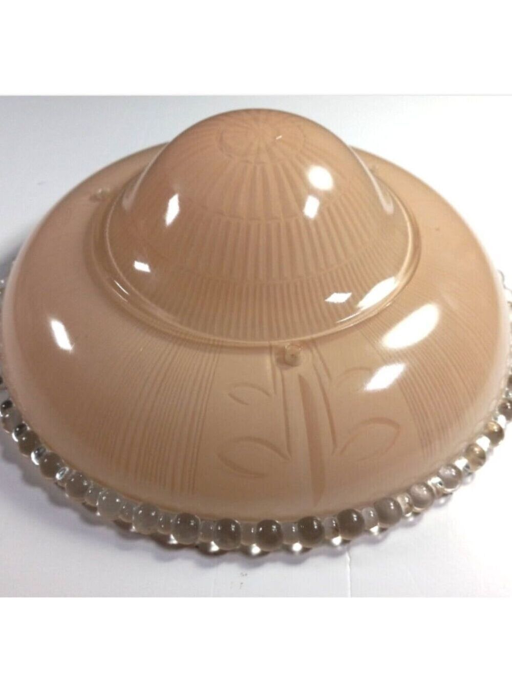 Vintage Ceiling Light Shade Pendant Art Deco 1940s 50s Heavy Glass 3 Chain 11 "